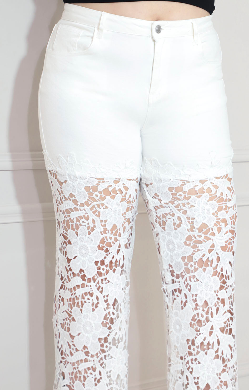 Pantalón blanco con guipiur y bolsas - PANTALON XL Boutiquemirel 