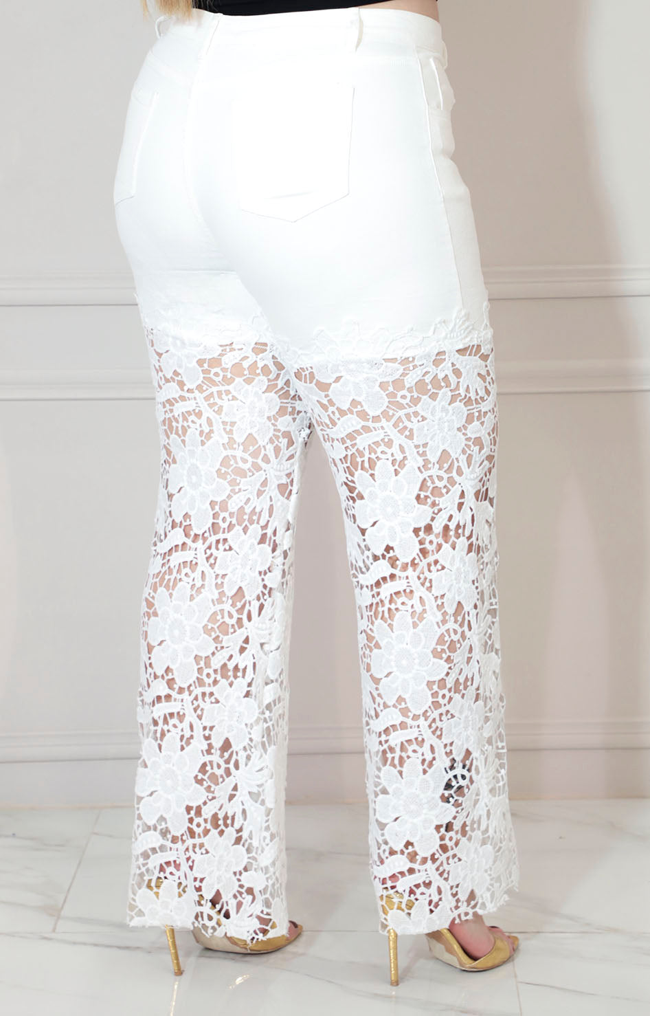 Pantalón blanco con guipiur y bolsas - PANTALON XL Boutiquemirel 