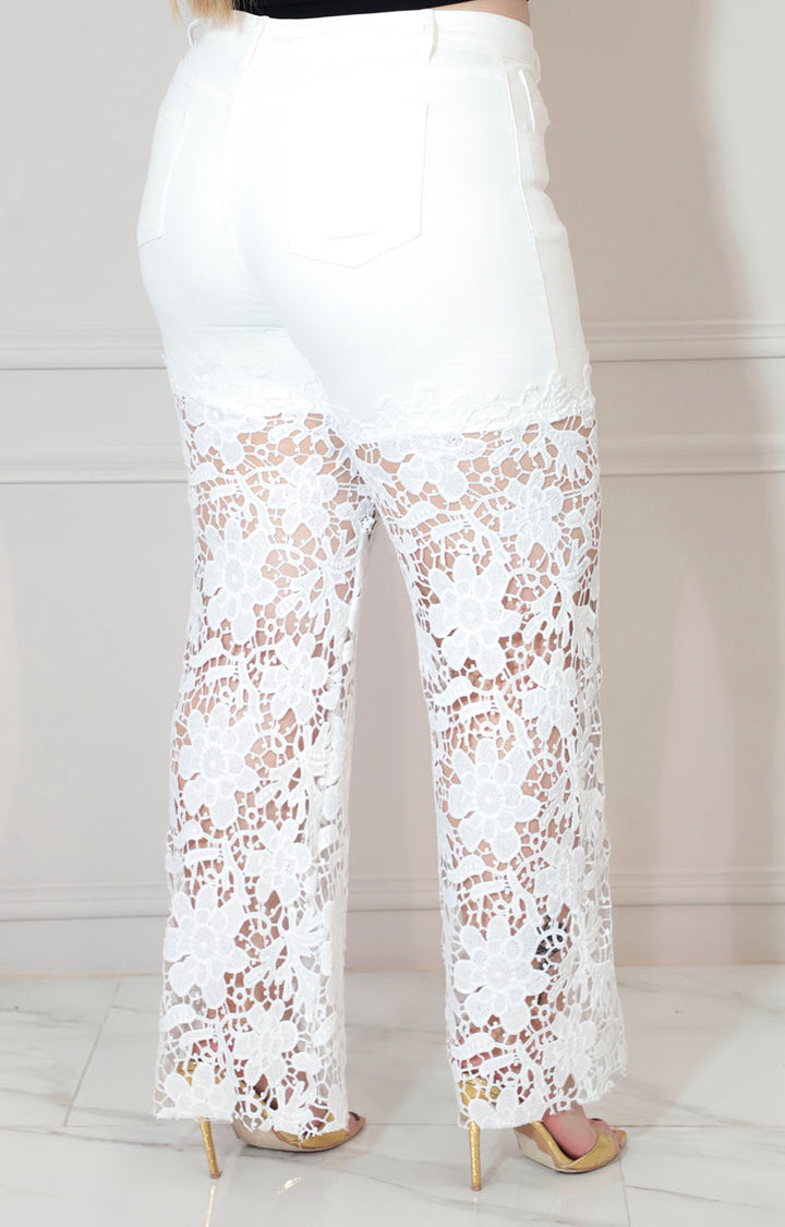 Pantalón blanco con guipiur y bolsas - PANTALON XL Boutiquemirel 