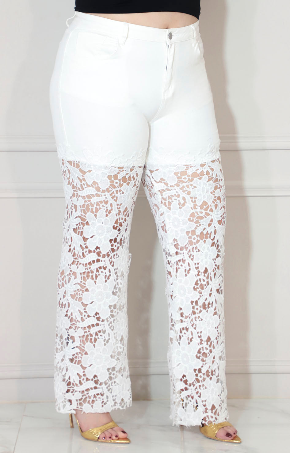 Pantalón blanco con guipiur y bolsas - PANTALON XL Boutiquemirel 