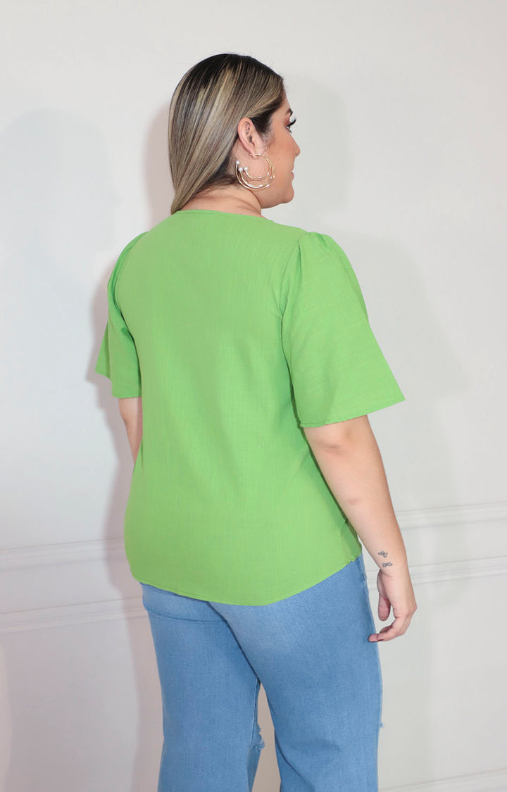 Blusa verde con bordado inferior - BLUSA XL Boutiquemirel 