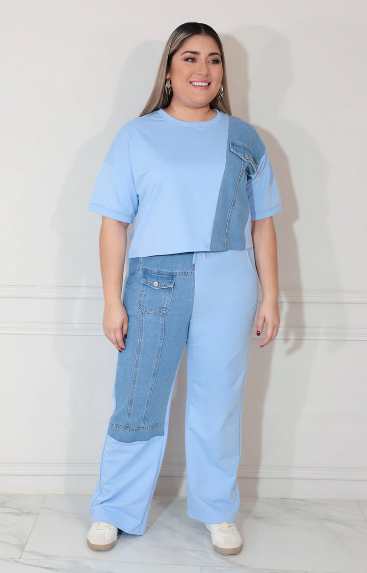 Conjunto azul con mezclilla de pantalón - CONJUNTO XL Boutiquemirel 