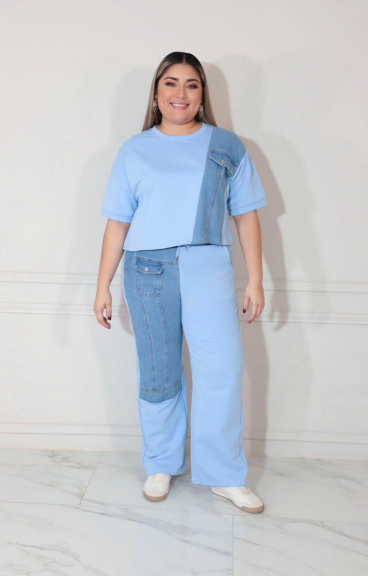 Conjunto azul con mezclilla de pantalón - CONJUNTO XL Boutiquemirel 