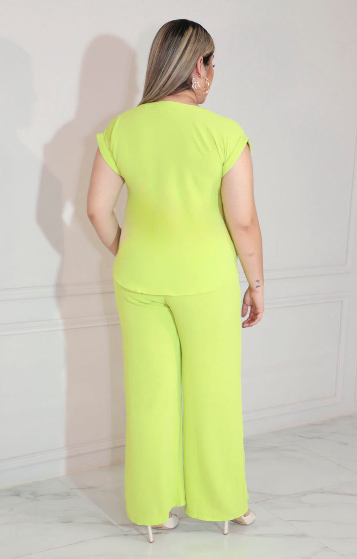 Conjunto verde limón con pantalón - CONJUNTO XL Boutiquemirel 