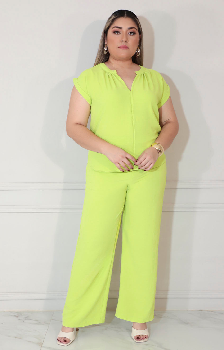 Conjunto verde limón con pantalón - CONJUNTO XL Boutiquemirel 