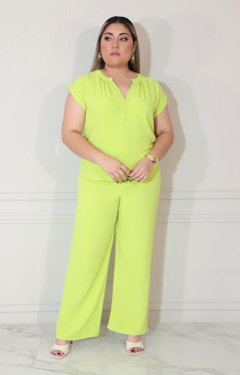 Conjunto verde limón con pantalón - CONJUNTO XL Boutiquemirel 