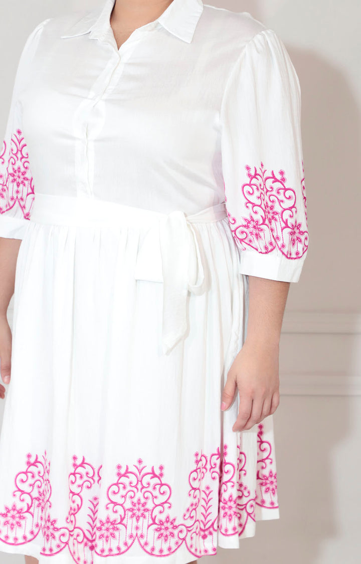 Vestido fucsia con botones frontal y lazo - VESTIDO XL Boutiquemirel 