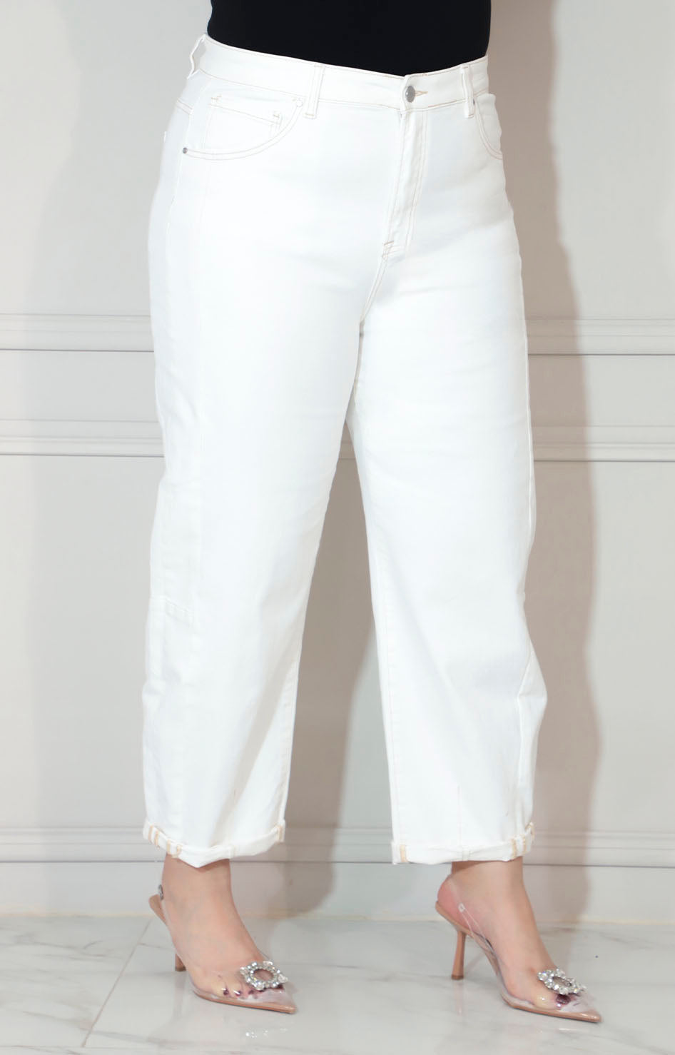Pantalón blanco amplio con bolsas - PANTALON XL Boutiquemirel 