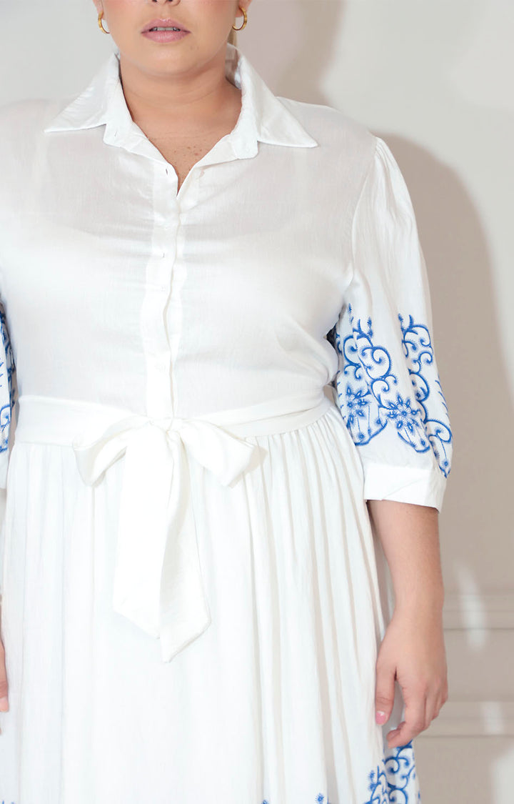 Vestido azul estampado con botones y lazo - VESTIDO XL Boutiquemirel 