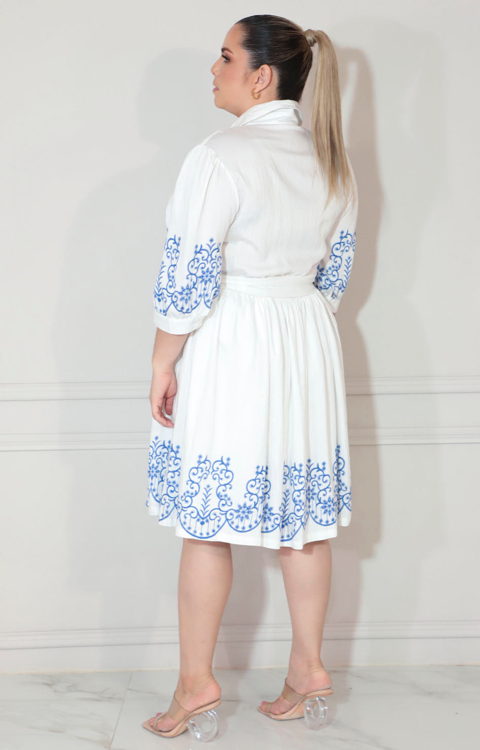 Vestido azul estampado con botones y lazo - VESTIDO XL Boutiquemirel 