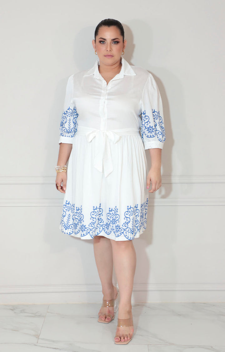 Vestido azul estampado con botones y lazo - VESTIDO XL Boutiquemirel 