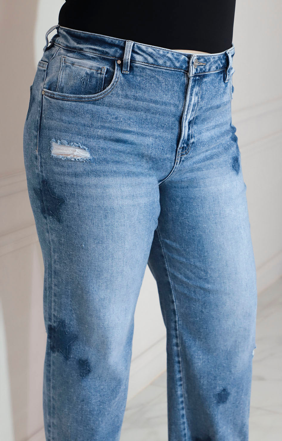 Pantalon de mezclilla azul con estampado - PANTALON XL Boutiquemirel 