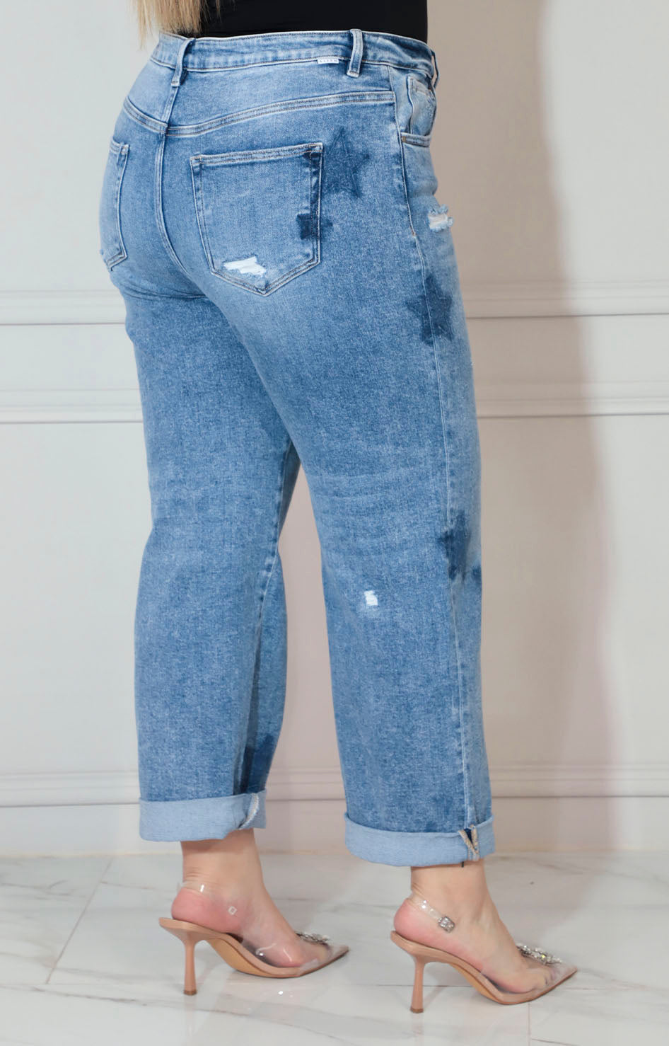 Pantalon de mezclilla azul con estampado - PANTALON XL Boutiquemirel 