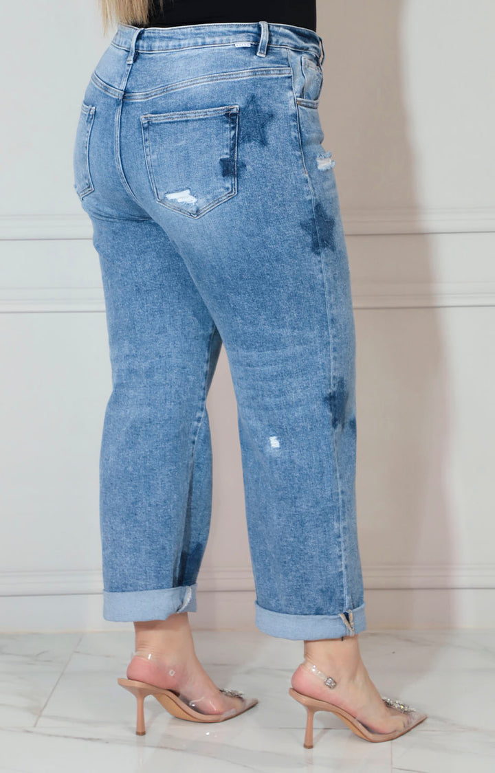 Pantalon de mezclilla azul con estampado - PANTALON XL Boutiquemirel 