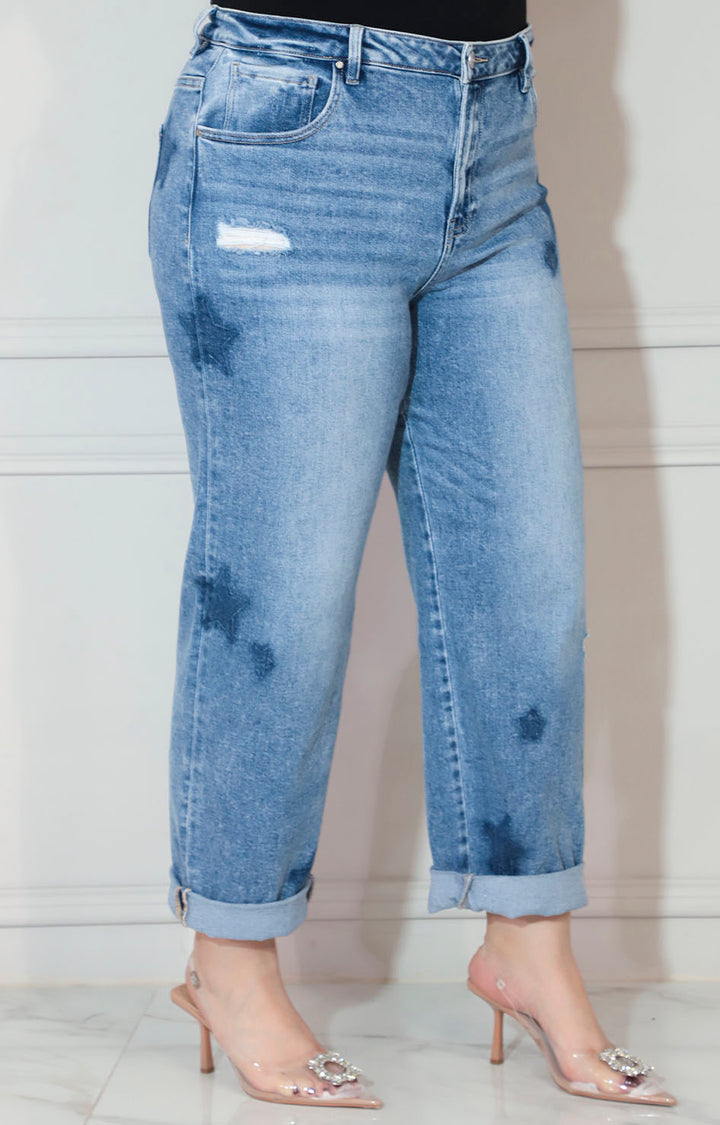 Pantalon de mezclilla azul con estampado - PANTALON XL Boutiquemirel 