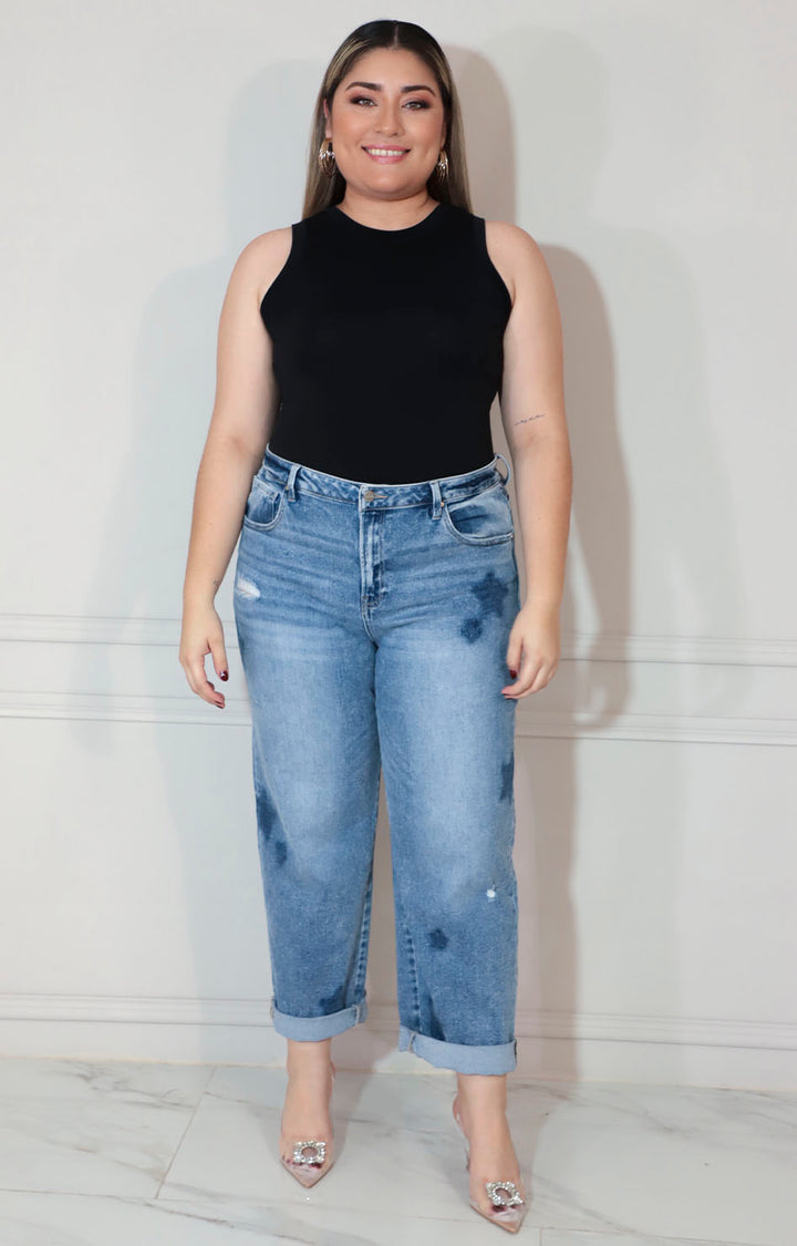 Pantalon de mezclilla azul con estampado - PANTALON XL Boutiquemirel 