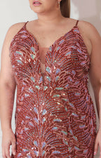 Vestido café de tirantes con lentejuela - VESTIDO XL Boutiquemirel 