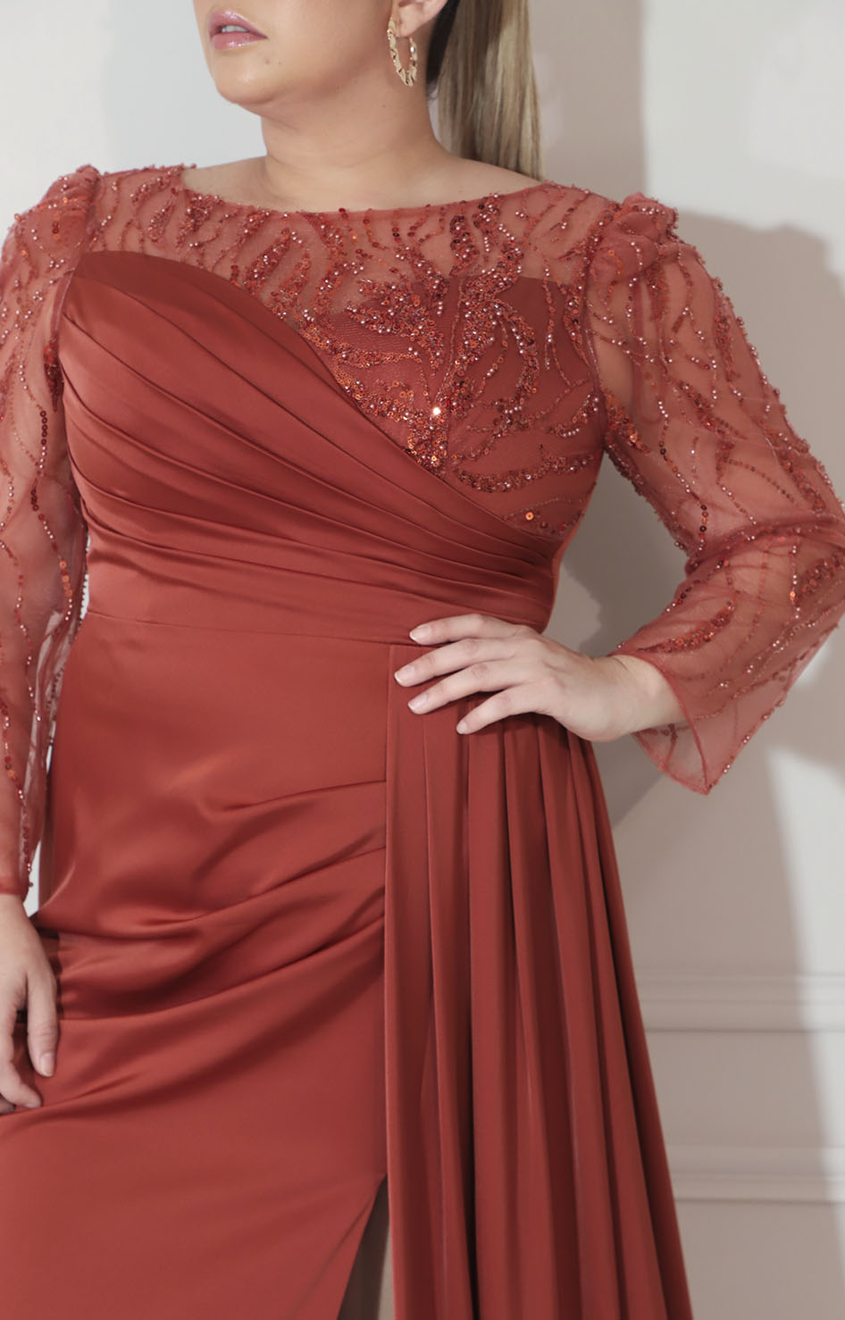 Vestido chedron con lentejuela y manga larga - VESTIDO XL Boutiquemirel 