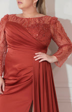 Vestido chedron con lentejuela y manga larga - VESTIDO XL Boutiquemirel 