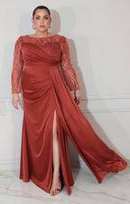 Vestido chedron con lentejuela y manga larga - VESTIDO XL Boutiquemirel 