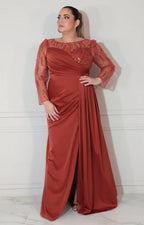 Vestido chedron con lentejuela y manga larga - VESTIDO XL Boutiquemirel 