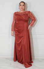 Vestido chedron con lentejuela y manga larga - VESTIDO XL Boutiquemirel 