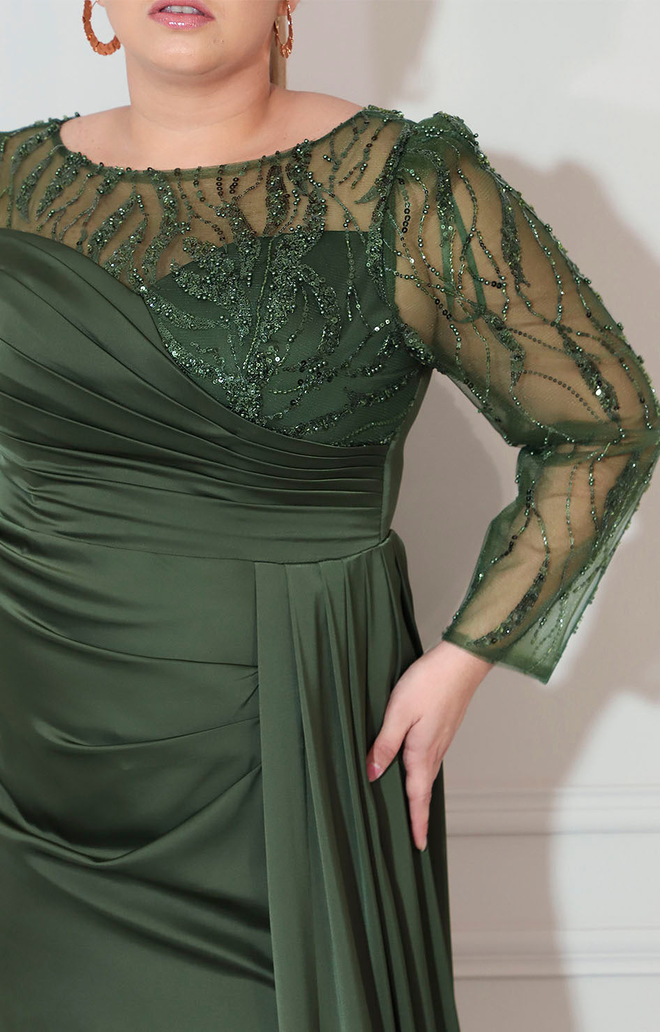 Vestido verde con lentejuela y manga larga - VESTIDO XL Boutiquemirel 