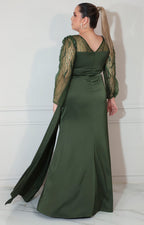 Vestido verde con lentejuela y manga larga - VESTIDO XL Boutiquemirel 