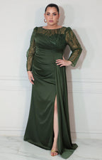 Vestido verde con lentejuela y manga larga - VESTIDO XL Boutiquemirel 