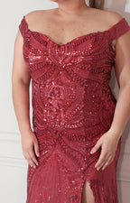 Vestido vino de tirantes con lentejuela - VESTIDO XL Boutiquemirel 