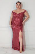Vestido vino de tirantes con lentejuela - VESTIDO XL Boutiquemirel 