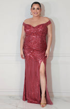 Vestido vino de tirantes con lentejuela - VESTIDO XL Boutiquemirel 