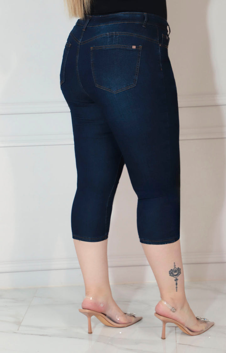 Capri de mezclilla azul con detalle desgarrado - CAPRI XL Boutiquemirel 