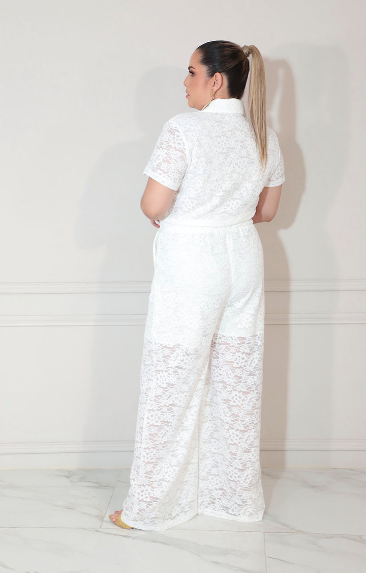 Palazzo blanco de encaje con botones asimétricos - PALAZZO XL Boutiquemirel 