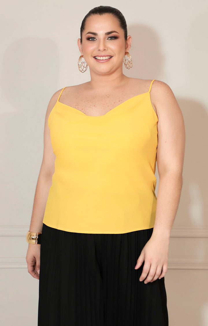 Blusa mostaza de tirantes con cuello de hamaca - BLUSA XL Boutiquemirel 