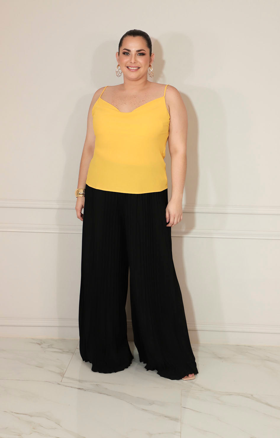 Blusa mostaza de tirantes con cuello de hamaca - BLUSA XL Boutiquemirel 