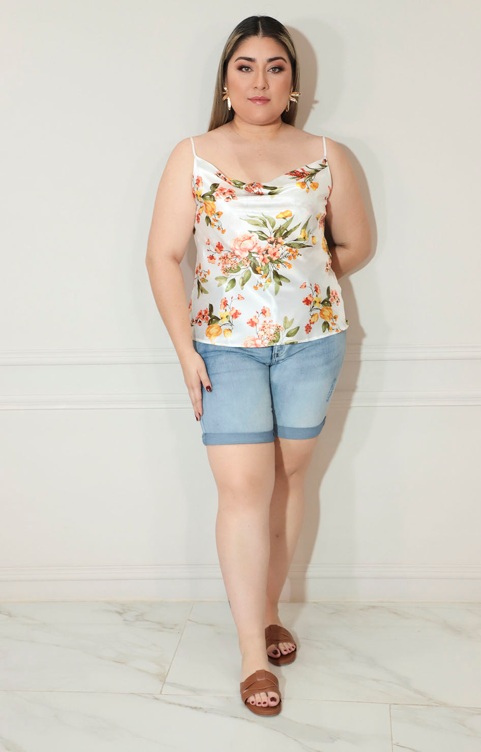 Blusa estampada de tirantes con cuello hamaca - BLUSA XL Boutiquemirel 