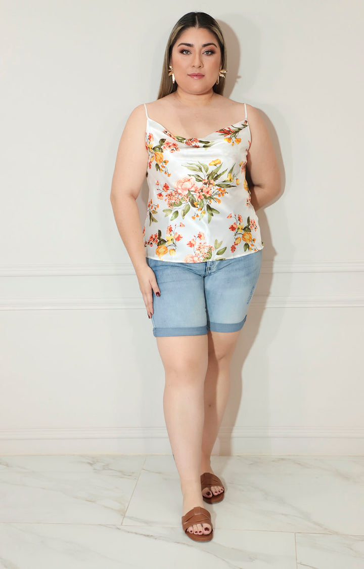 Blusa estampada de tirantes con cuello hamaca - BLUSA XL Boutiquemirel 