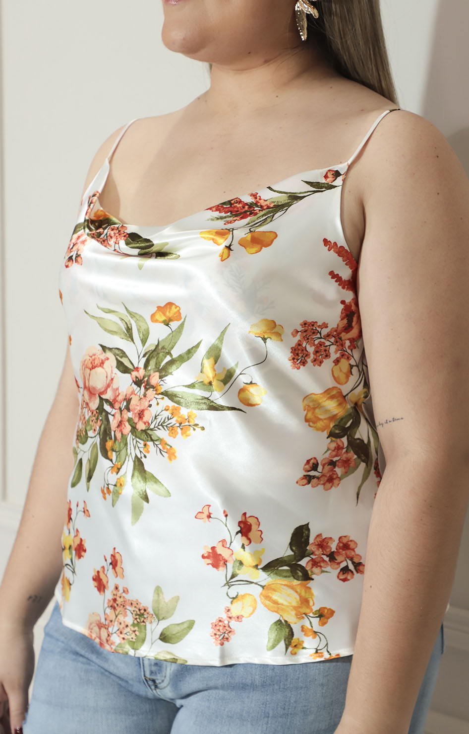 Blusa estampada de tirantes con cuello hamaca - BLUSA XL Boutiquemirel 