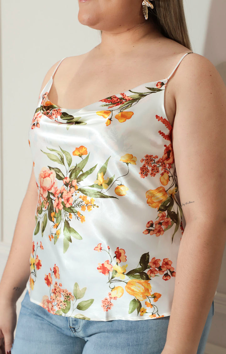 Blusa estampada de tirantes con cuello hamaca - BLUSA XL Boutiquemirel 