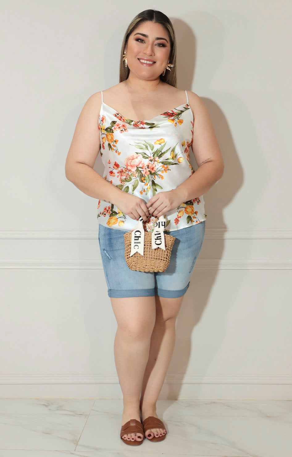 Blusa estampada de tirantes con cuello hamaca - BLUSA XL Boutiquemirel 