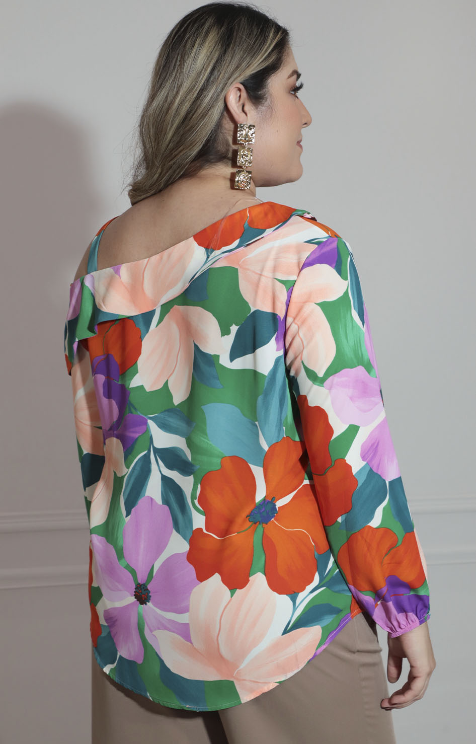 Blusa estampada de flores con tirante y manga larga - BLUSA XL Boutiquemirel 