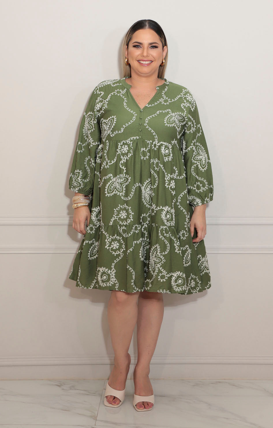 Vestido verde bordado - VESTIDO XL Boutiquemirel 