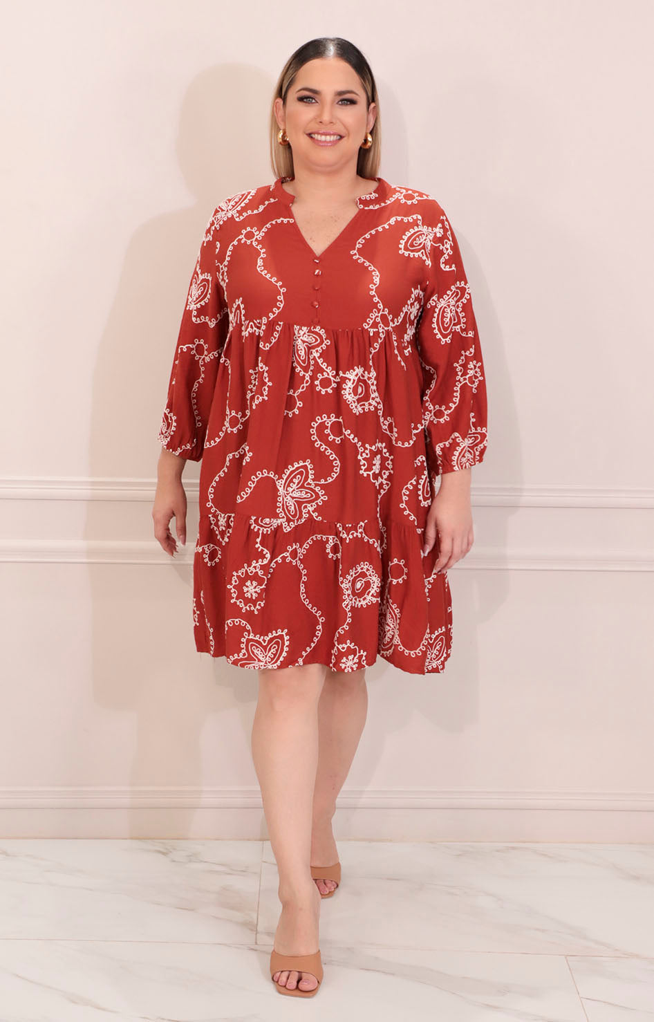 Vestido chedrón bordado - VESTIDO XL Boutiquemirel 