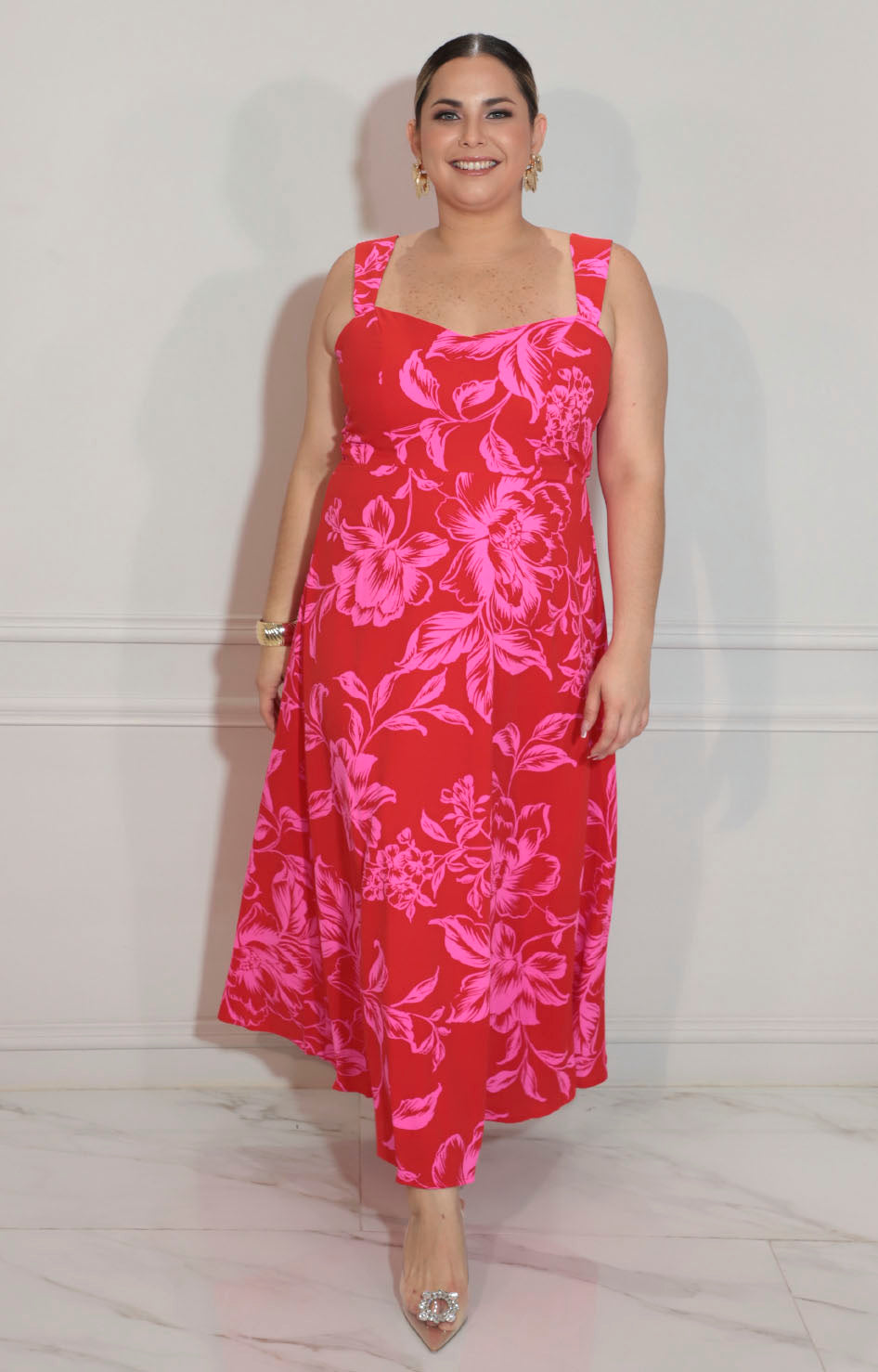 Vestido rojo estampado - VESTIDO XL Boutiquemirel 