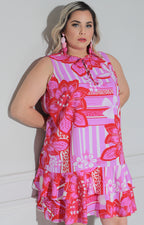 Vestido rosa estampado - VESTIDO CURVY Boutiquemirel 