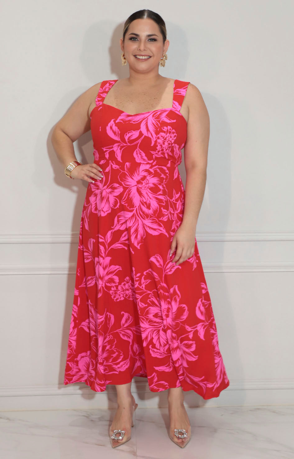 Vestido rojo estampado - VESTIDO XL Boutiquemirel 