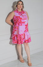 Vestido rosa estampado - VESTIDO CURVY Boutiquemirel 