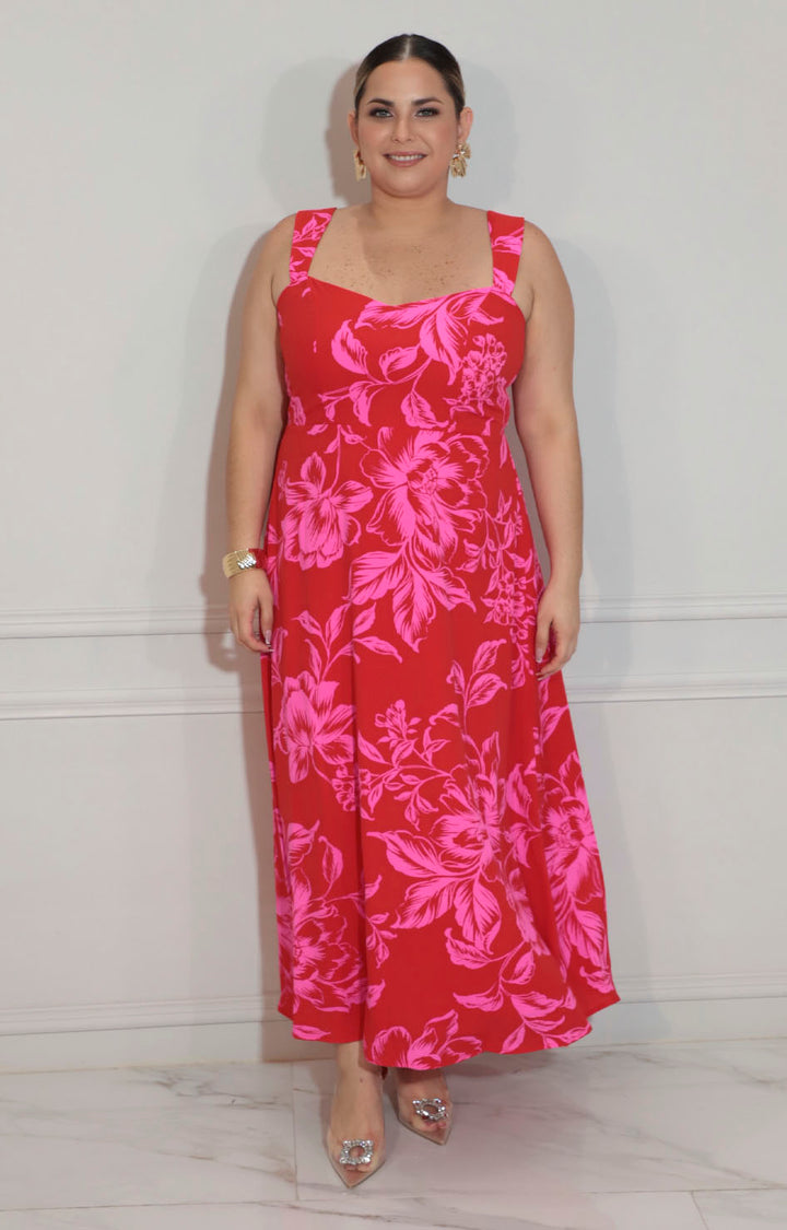 Vestido rojo estampado - VESTIDO XL Boutiquemirel 