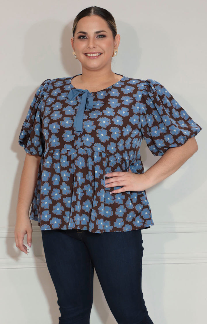 Blusa cafe estampada - BLUSA XL Boutiquemirel 